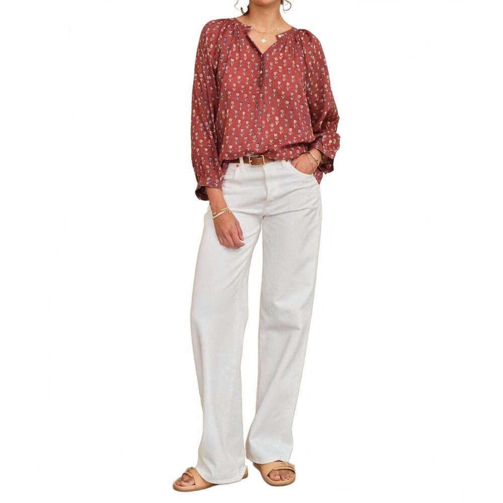 NEW M.A.B.E. ari print long sleeve top in berry